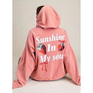 NWT Easel Sunshine in My Soul Hoodie Sweatshirt Strawberry 🍓 Pullover